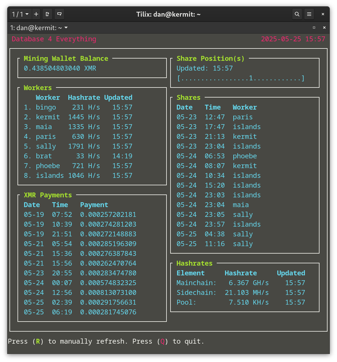 Screenshot of db4e-gui.sh